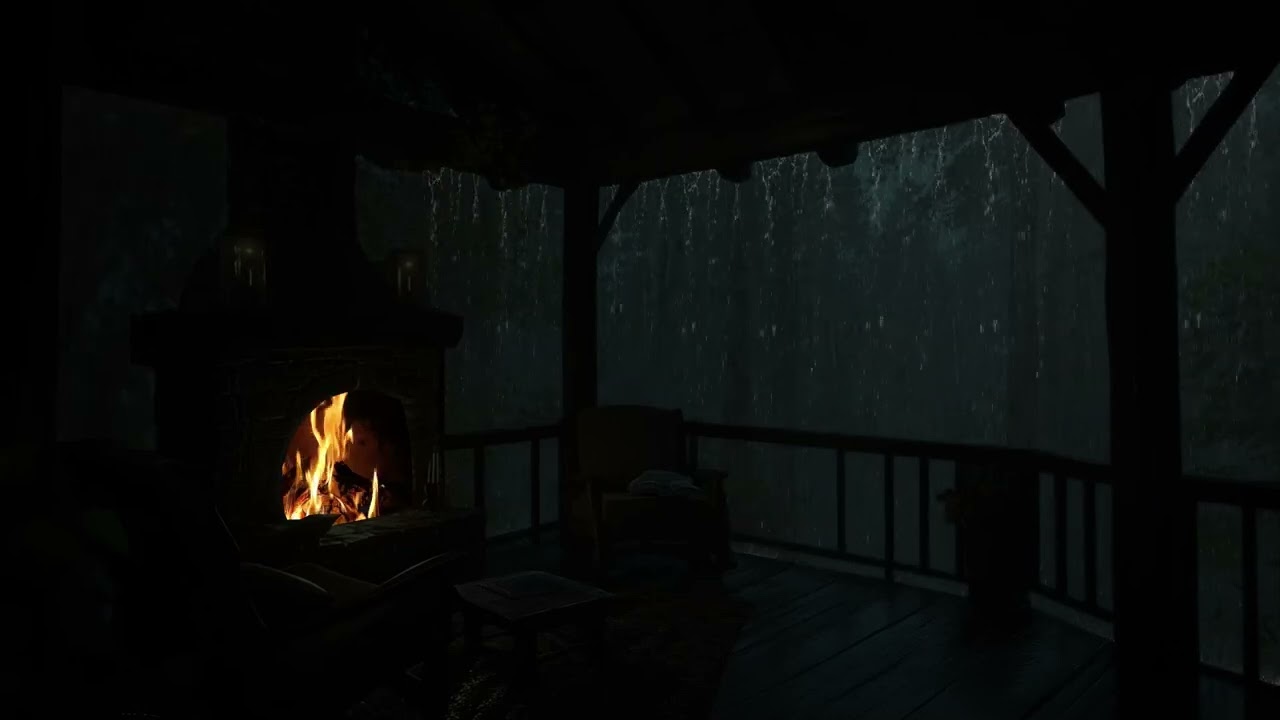 No Ads 🔥 Forest Cabin Thunderstorm | Relaxing Rainfall & Far Thunder for Deep Sleep ⛈️🌧️