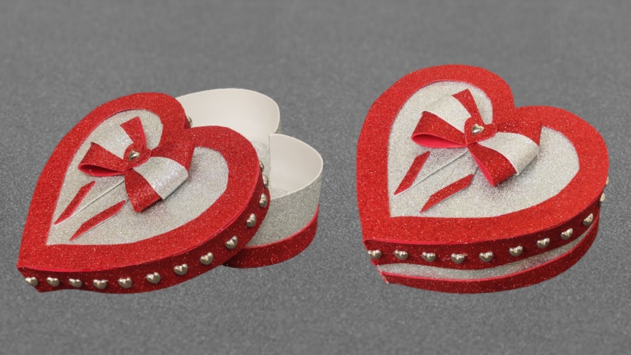 DIY Gift Box Heart | Glitter Paper Craft Ideas | DIY gift box | Gift box |  how to make - YouTube