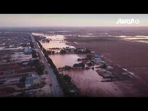 لقطات جوية بعدسة المسار تظهر مياه الأمطار التي غمرت مزارع مدينة المرج