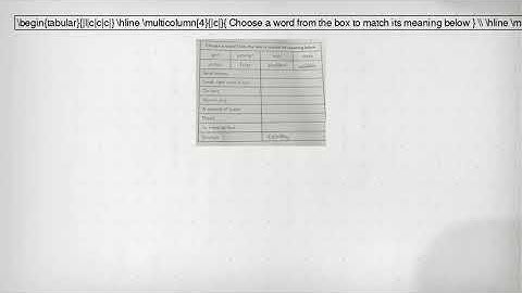 multicolumn(4)(|c|)( Choose a word from the box to match its meaning below ) multicolumn(1)(|c|)( gr