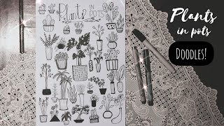 aesthetic easy doodles simple drawing plants pot