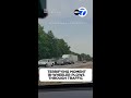 Terrifying moment 18-wheeler plows through traffic