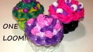 ONE LOOM 3-D Swirly Cupcake Tutorial by feelinspiffy (Rainbow Loom)