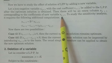 Structural changes due to addition and deletion of a variable ||in Telugu|| in Post-Optimality