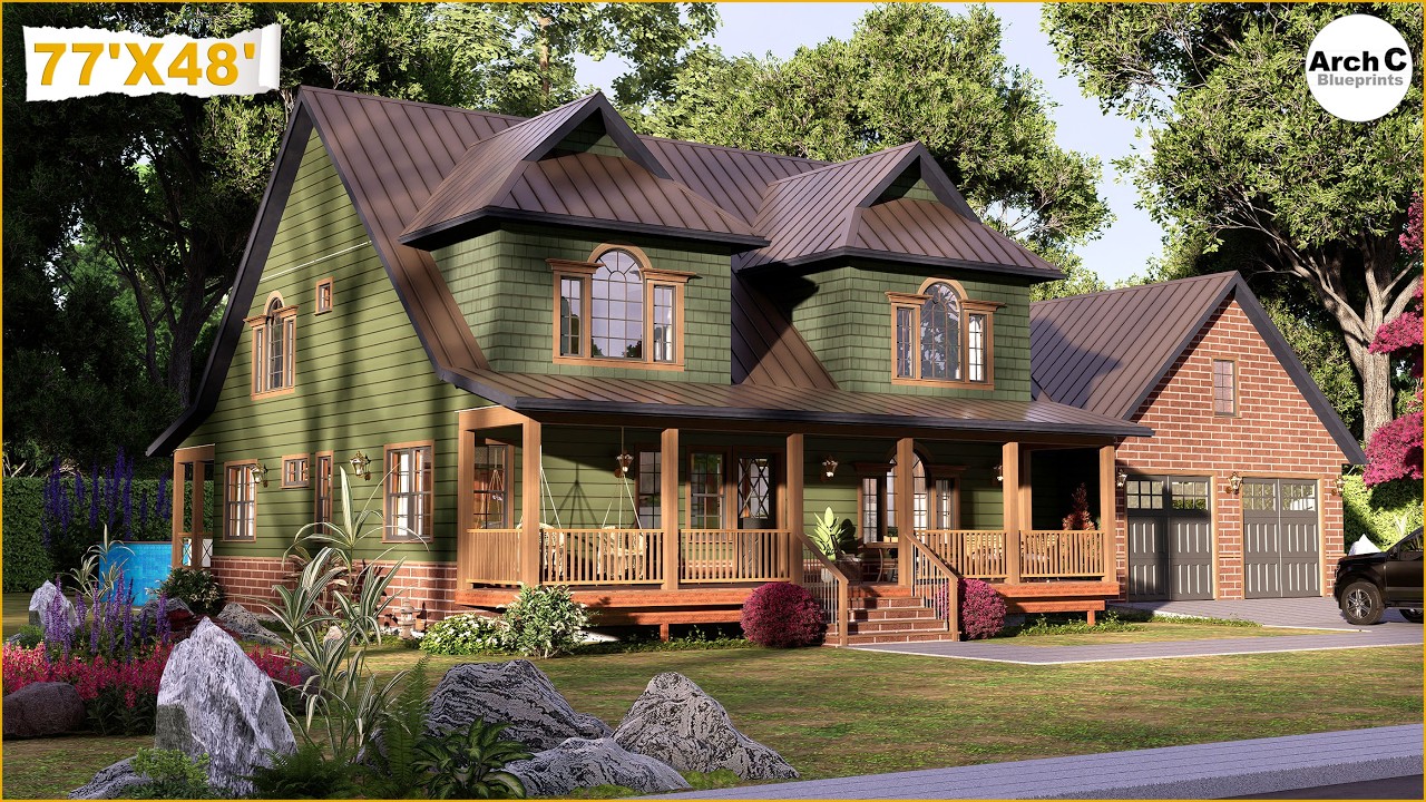 Stunning 5 Bedroom Modern Farmhouse with Wraparound Porch | 2 Car Garage