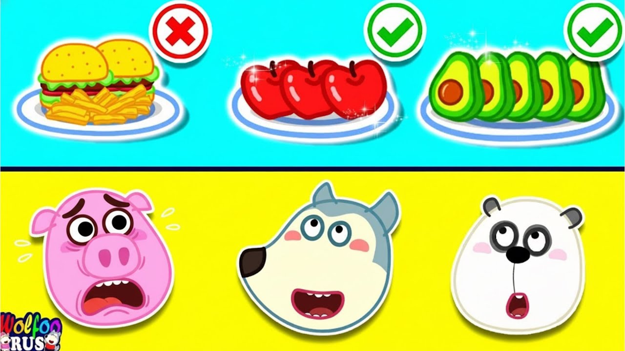 О нет! Я съел слишком много вредной еды! | Полезные пищевые привычки для детей | Wolfoo Russian
