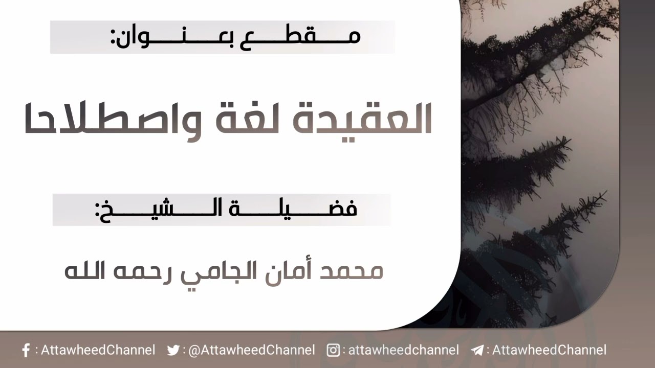 العقيدة لغة واصطلاحا _ محمد أمان الجامي رحمه الله