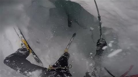 Helmet Cam Captures Skier Falling Into Glacial Crevasse