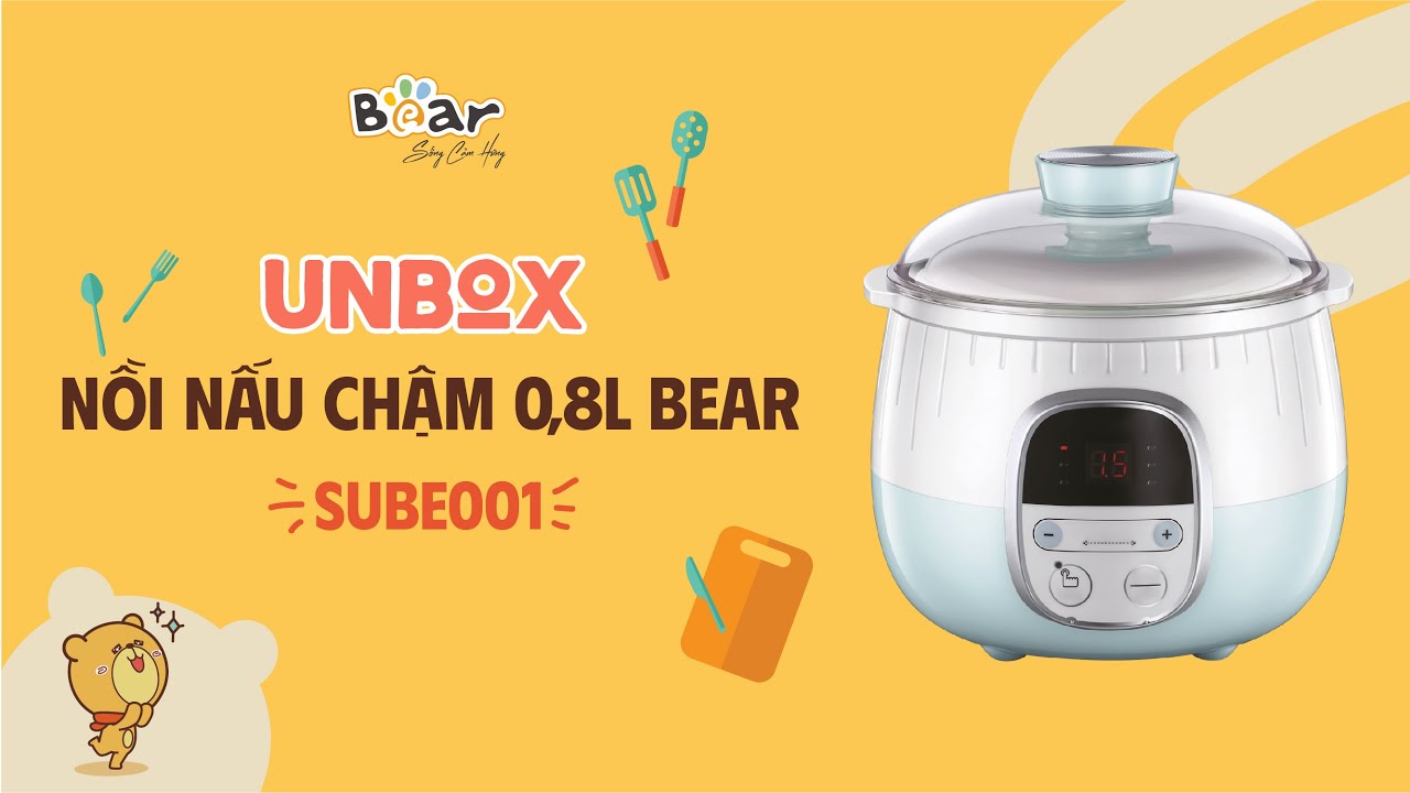 UNBOX] Nồi Nấu Chậm Bear 0,8L SUBE001 (xanh) Phiên Bản Tiếng Việt | Bear  Vietnam - YouTube