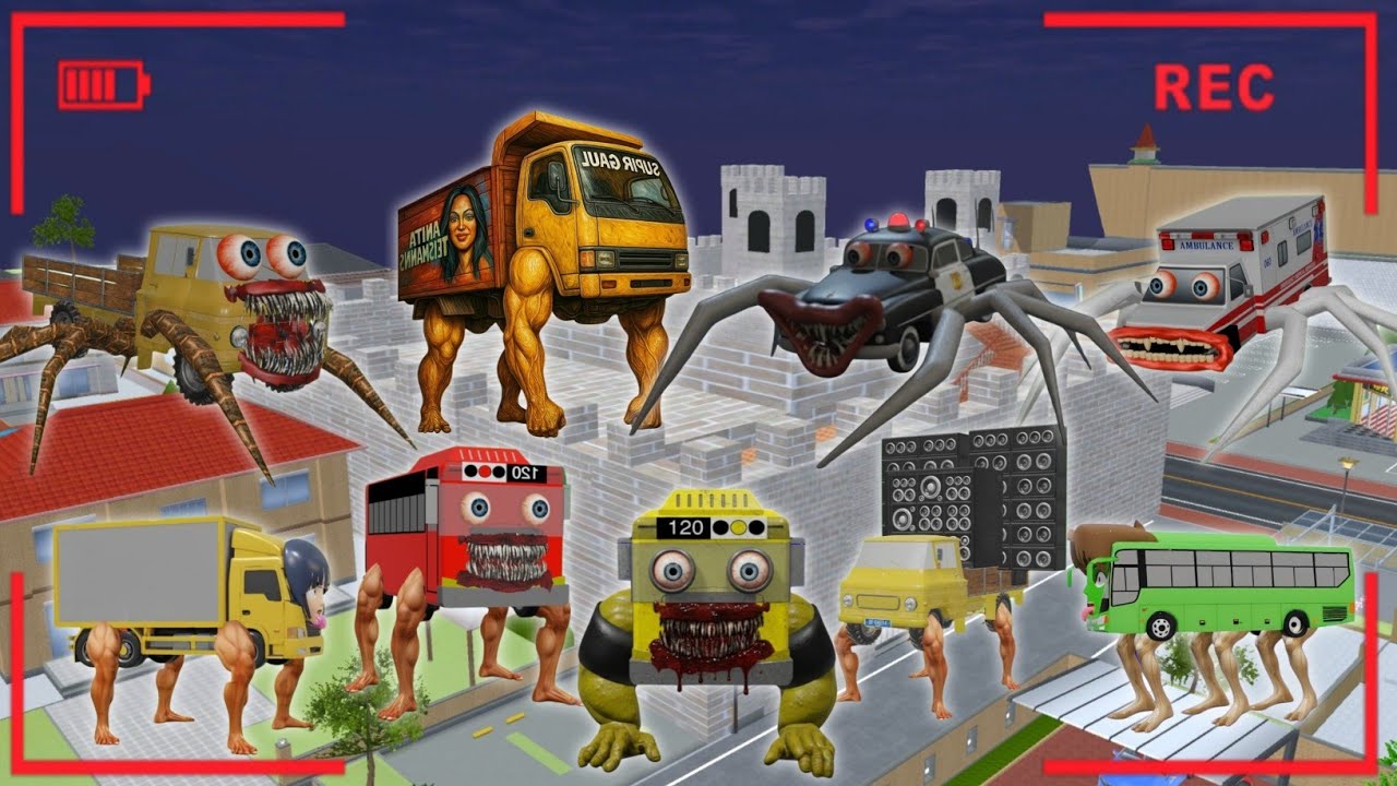 CCTV Rekam Banyak PASUKAN ANOMALI MOBIL BERKAKI Di Kota Serang Yuta Mio 😱|Sakura School Simulator