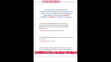 ACI CONCRETE FIELD TESTING CERTIFICATION GRADE I EXAM NEWEST 2025