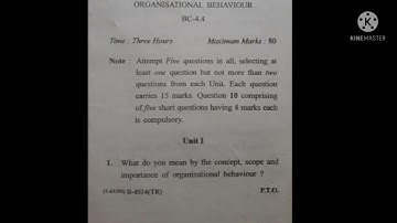 ll CDLU b.com 2nd yr 4th sem Organisationl behaviour Paper  2019 -2020 ll