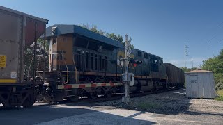 CSX 3007 Leads CSX R649-30 NB Empty Coal Train With Mid DPU Entering Florence SC Yard At 9:47 AM