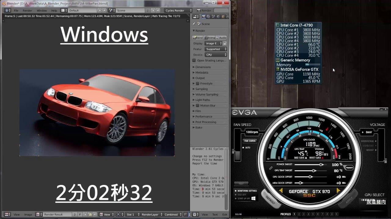 Blender GPU CPU Render in Windows & Xubuntu with GTX970 YouTube