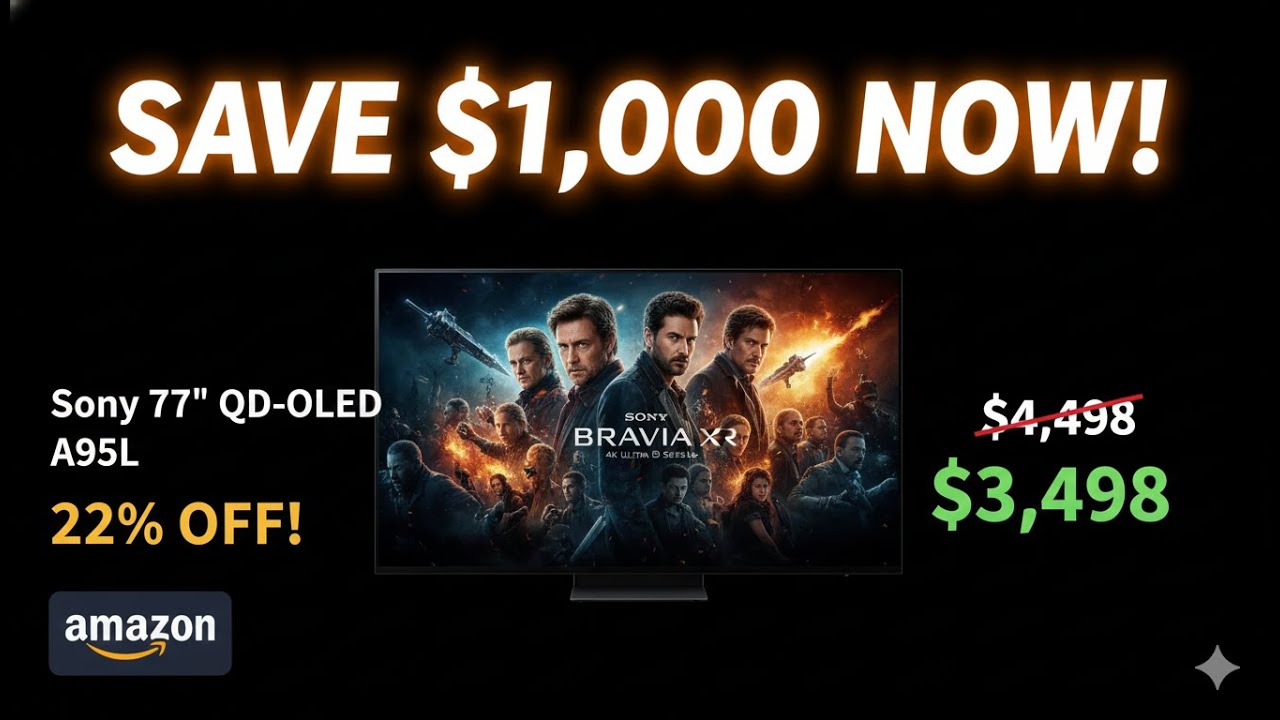 $1,000 OFF! Sony 77" QD-OLED A95L 4K TV: Cinema Quality at a HUGE 22% Discount!