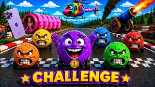 Colorful Moon Cars&Mack Balltruck vs Lava&DoubleCannon&RedSpikeBolard -CHALLENGE!!! screenshot 3
