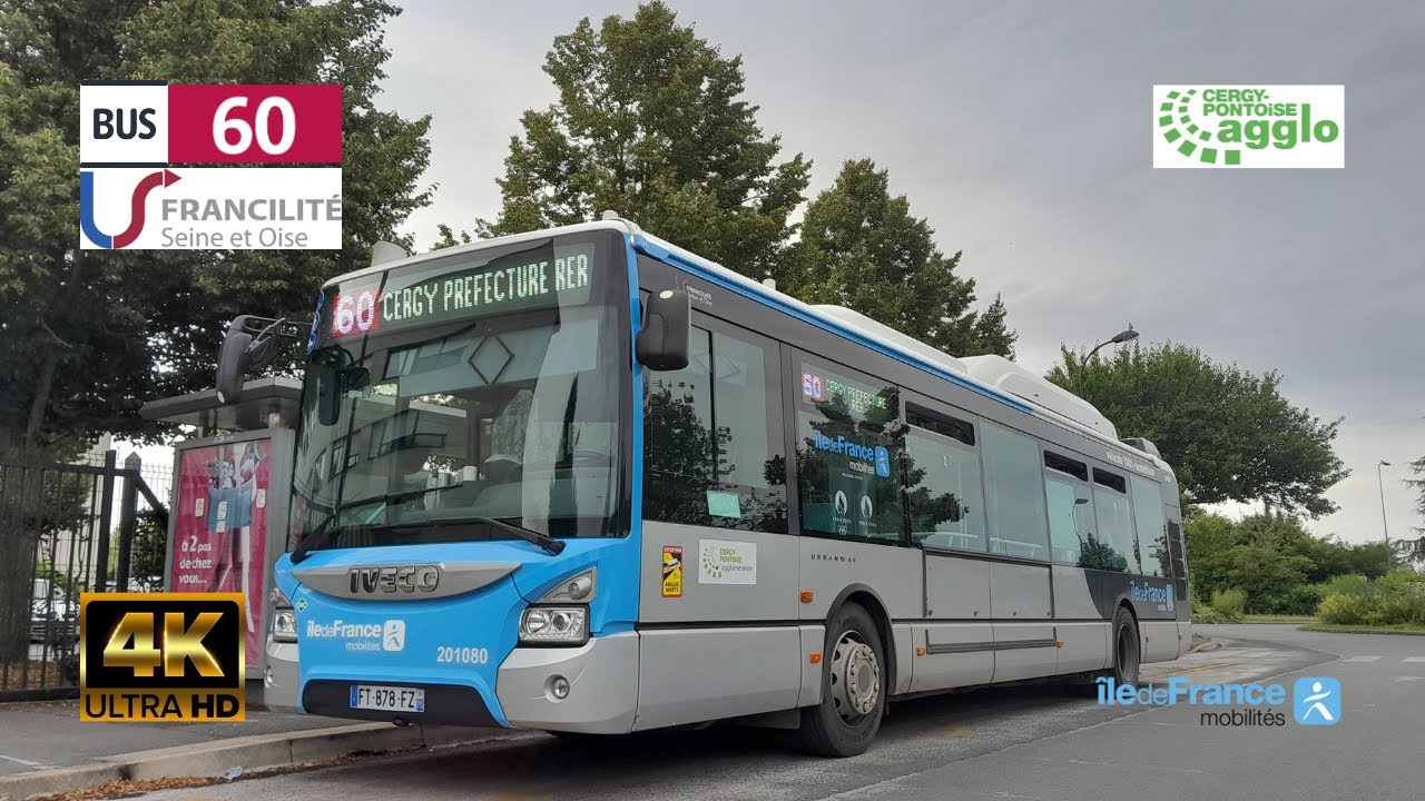 [ Francilité SO : Bus 60 ] Osny Clinique Ste Marie à Cergy Préfecture RER | Iveco Urbanway 12 GNV