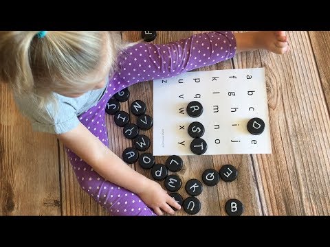 Educational Activities for Preschoolers | Alphabet Bottle Cap Matching Game