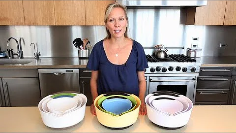 OXO Good Grips 3-piece Mixing Bowl Set, White Bowls with Red/Green/Blue Handles