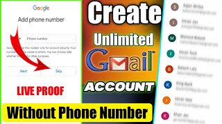 Unlimited Gmail Account Without Number Verification | Unlimited Gmail Kaise Banaye