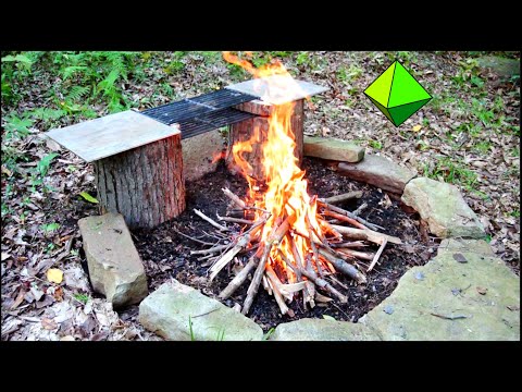 Campsite Grill from Chainsawed Logs