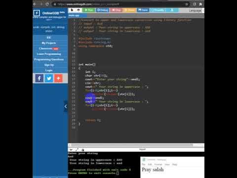 C++ code to convert any string in lowercase and uppercase using library ...