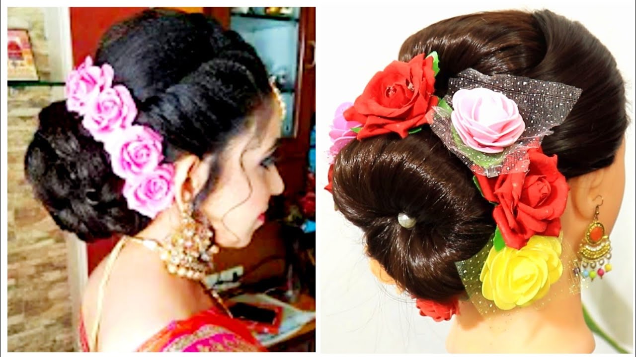 20 Simple Juda Hairstyles for Wedding Sarees and Lehengas | Mother of the  bride hair, Bun hairstyles for long hair, Bridal hair buns