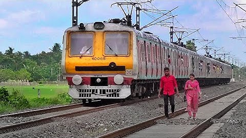 Aerodynamic Headed Quick Speedy Colourful EMU Local Train Skip Level Crossing | Eastern Railways