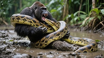Gorilla vs Python: A Fight For Survival Caught on Camera!