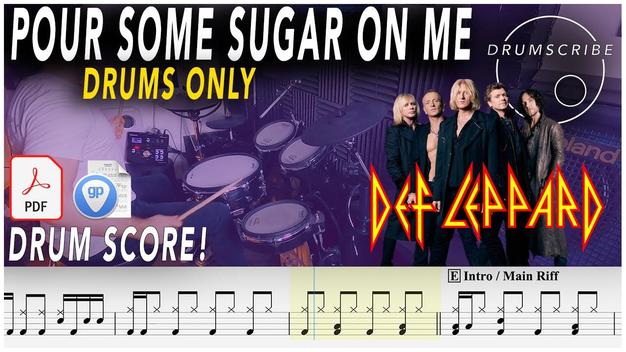 Pour Some Sugar On Me (DRUMS ONLY) Def Leppard DRUM SCORE Sheet