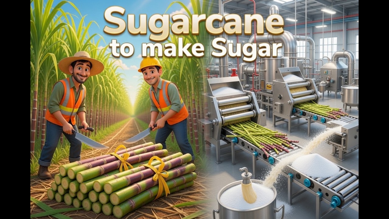 Harvesting Billions Tons of Sugarcane to make Sugar ! #factoryprocess