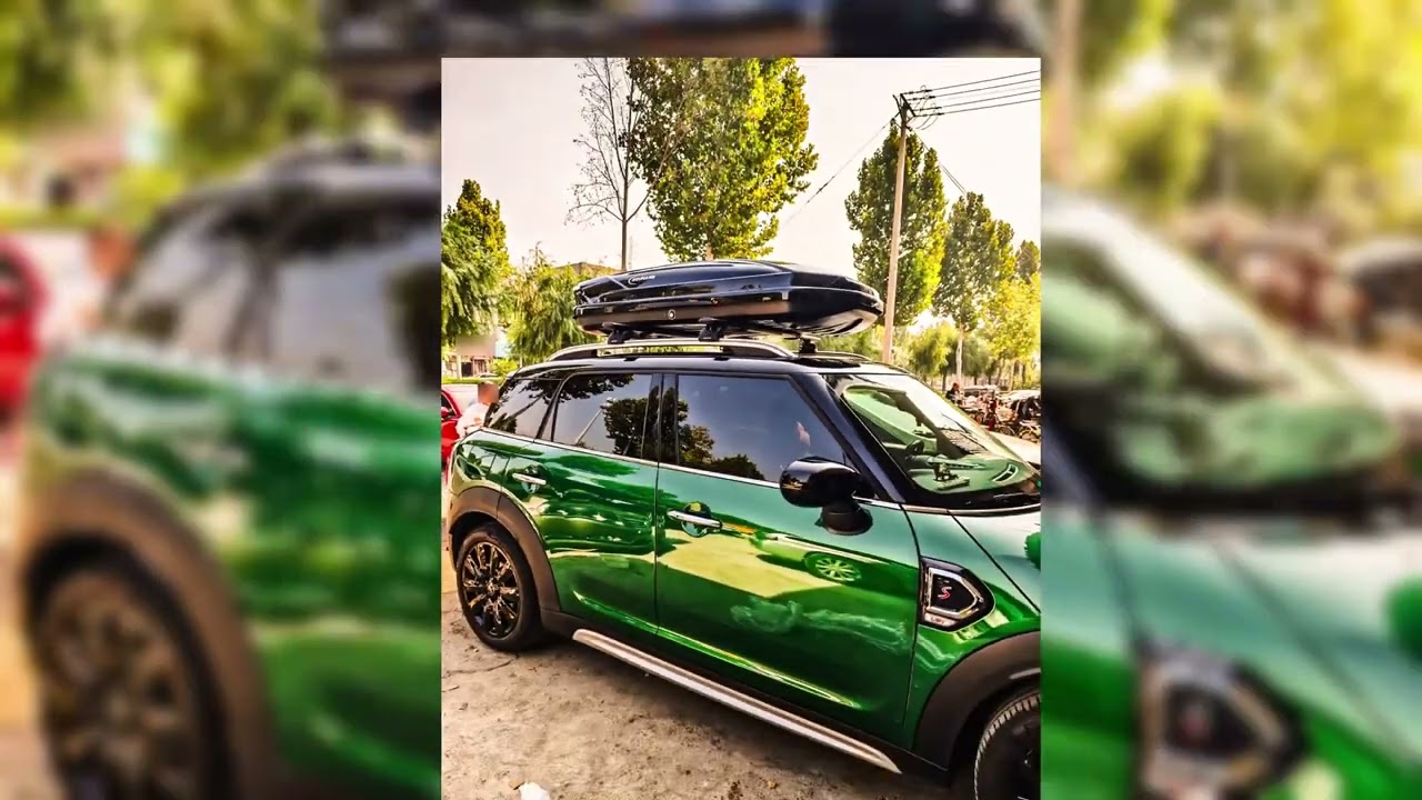 MINI COUNTRYMAN is equipped with NEUMANN 307s roof rack and C5B roof box in black.