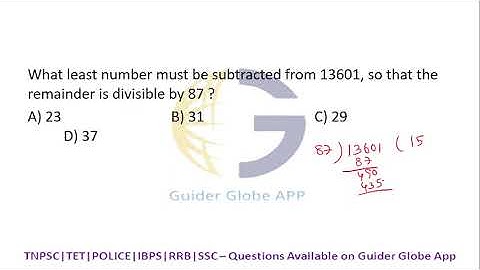 What least number must be subtracted from 13601,so that the remainder  is divisible by 87?
