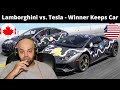 Custom Lamborghini vs. Tesla - Winner Keeps Car | Lamborghini vs. Tesla - Pemenang Menyimpan Mobil