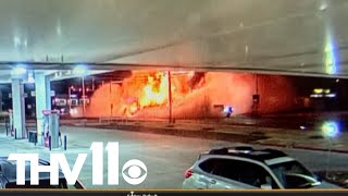 Raw video shows fiery semi crash in Rogers