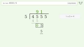 4555/5 Long Division — Step-by-Step | Tiger Algebra Solver