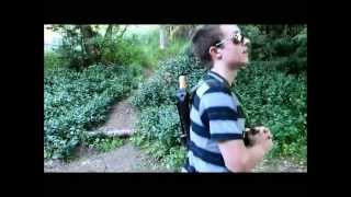 Walking in Ashland Oregon with our rifles.