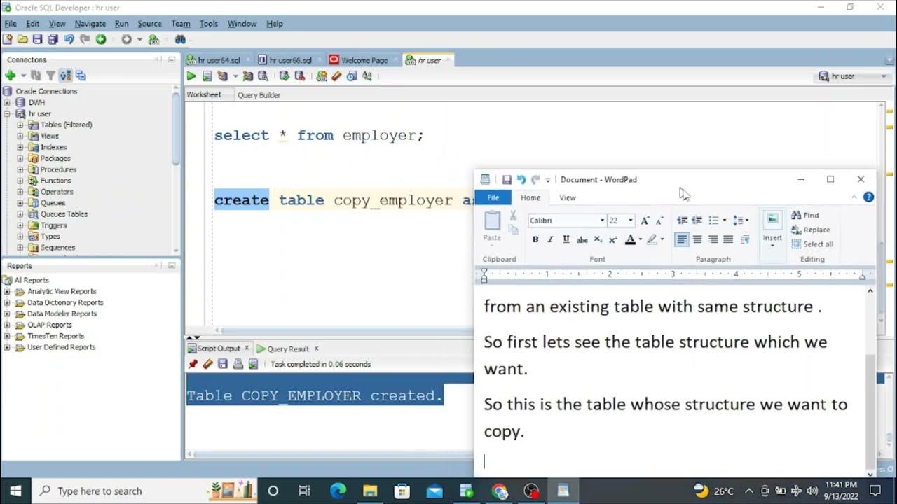 Create an empty table from an existing table with same structure