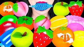 ASMR SWEET BEAN CAKE, FRUIT JELLO, ICE CREAM TTEOK 과일 화과자, 틱톡 젤리, 찰떡 아이스크림 먹방 EATING SOUNDS MUKBANG