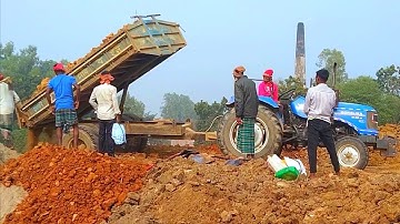 Soil Loading and Unloading Sonalika DI 750 Tractor Unseen JCB 3DX Backhoe Machine Loaded For Unload