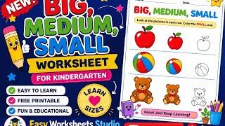 How to Make a Big, Medium & Small Worksheet in Canva | Free Printable Kindergarten Worksheet