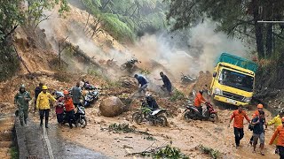 Major Landslide Disaster Today on the World's Extreme Road