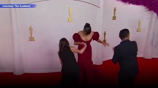 Liza Koshy falls on Oscars red carpet while walking in 20-cm heels goes viral