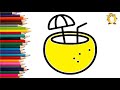 How to draw a cocktail. Coloring page/Drawing and painting for kids. Learn colors.