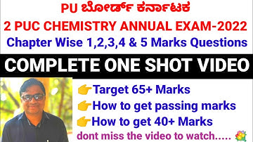 2 puc chemistry annual exam 2022  one shot video, preparation strategy