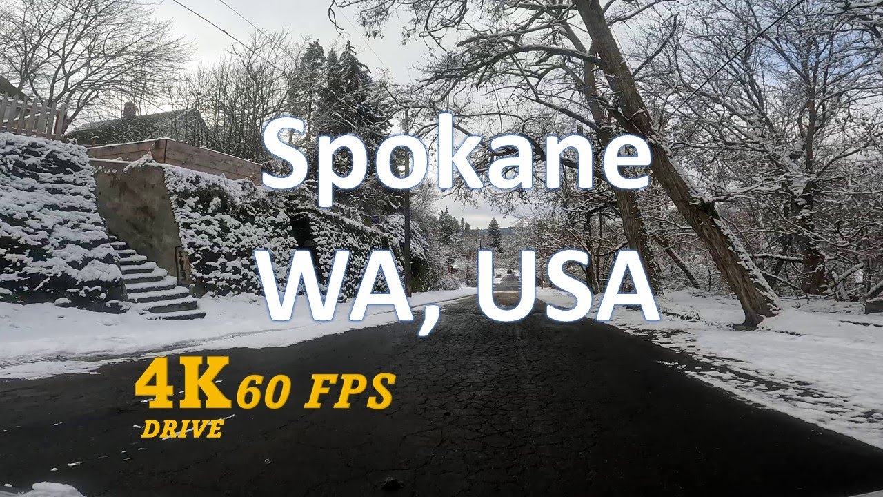 Spokane Drive in the Snow 4K Peaceful Valley Washington State, USA