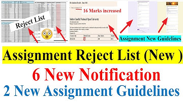 IGNOU Assignment New Reject List Released | 2 RC Assignment New Guidelines for Dec 2021 Exam, Result