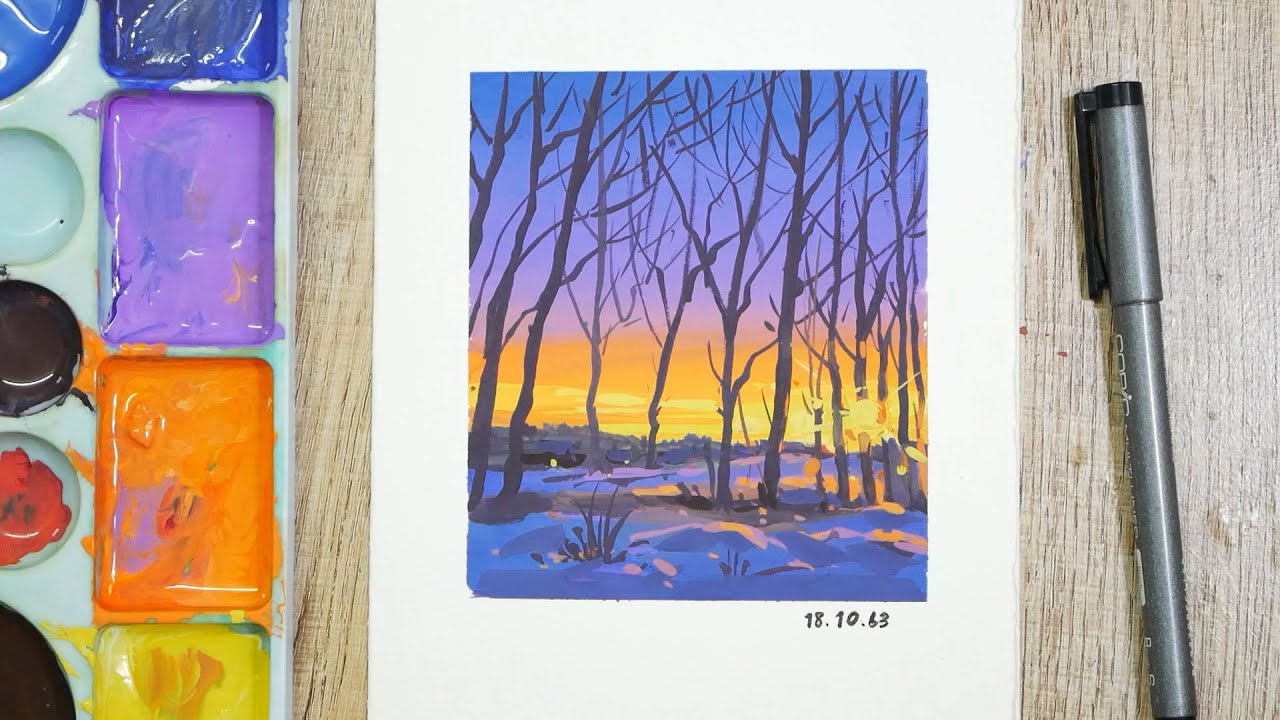 mini landscape painting (เทคนิคสีโปสเตอร์) EP.77