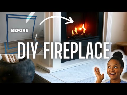 DIY FIREPLACE | MARBLE HEARTH BUILD | LUXURIOUS LIVING ROOM TRANSFORMATION