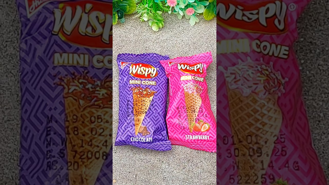 wispy chocolate fill cone  & strawberry cone unboxing 🍓🍫😍